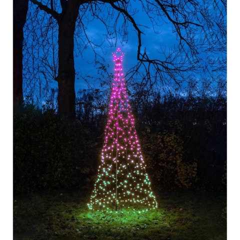Vlaggenmast verlichte kerstboom - 480 led lampjes - D100 x H320 cm - colour changing -