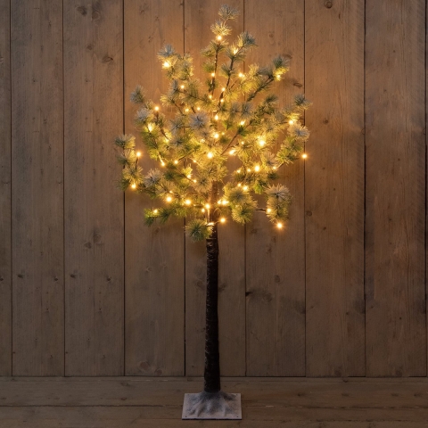 Lichtboom - dennen met sneeuw?- metaal?- 120 cm - 64 led lichtjes - flash - klassiek warm -