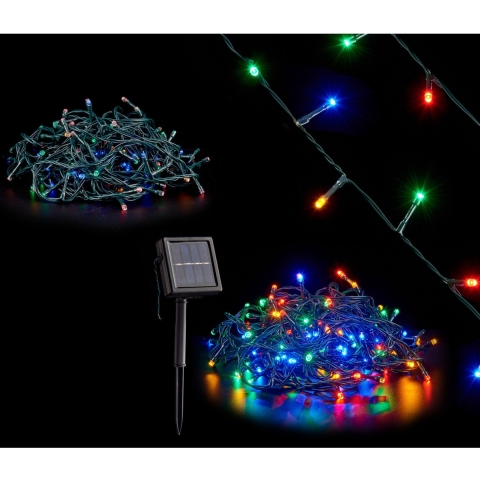 Kerstverlichting/feestverlichting - solar - 150 gekleurde LED lampjes - 900 cm -