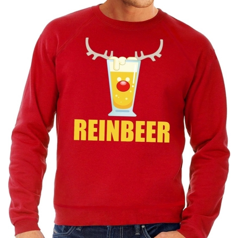 Foute kersttrui Reinbeer rood voor heren S (48) -