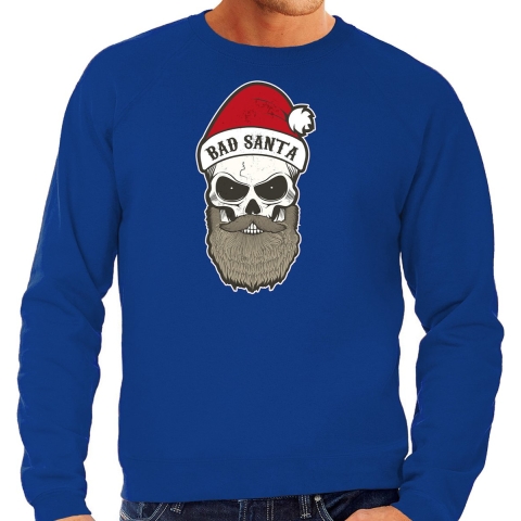 Bad Santa foute Kersttrui / outfit blauw voor heren S -