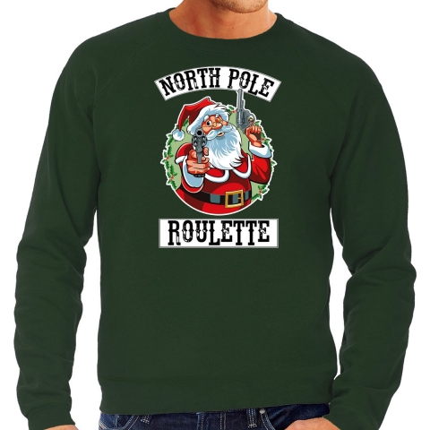 Foute Kersttrui / outfit Northpole roulette groen voor heren L -