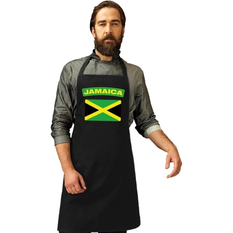 Jamaica vlag barbecueschort/ keukenschort zwart volwassenen -