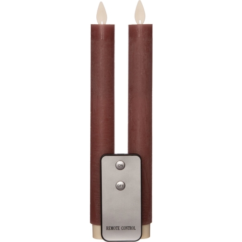 Led dinerkaarsen - 2x st - antiek roze - 23 cm - met afstandsbediening -