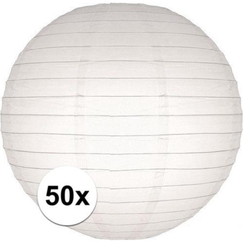 Luxe witte bol lampionnen - 50x stuks - dia 25 cm - Bruiloft, verjaardag, party feestartikelen -