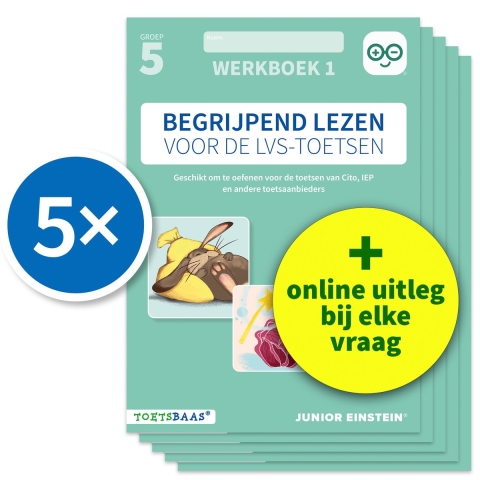 Begrijpend lezen voor de LVS-toetsen - Groep 5 - Werkboek 1 + Online video-uitleg (set van 5) (Paper