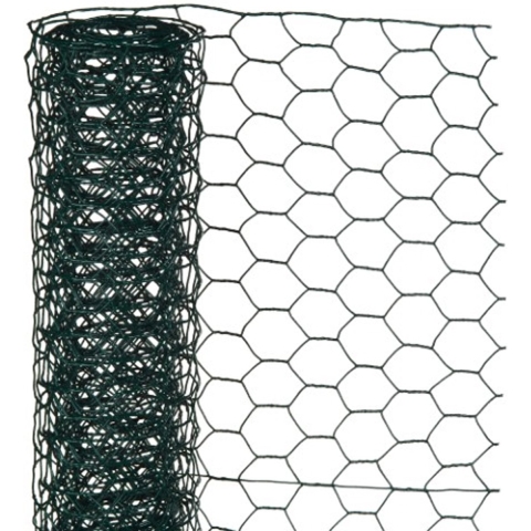 Schermgaas - groen - geplastificeerd staal - 50 x 500 cm - zeskantig maaswijdte 13 x 13 mm -