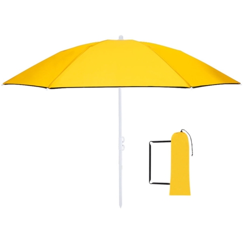 Strand Parasol Vibe - D160 cm - geel - opvouwbaar - verstelbare hoogte - met opbergtas -