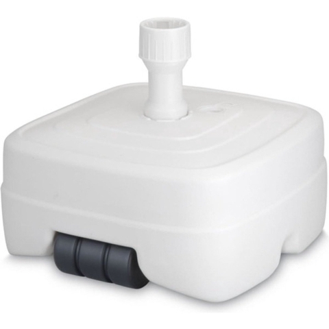 Parasolvoet met wieltjes - vierkant - wit - 48 x 48 cm - 50 liter - kunststof - vulbaar -