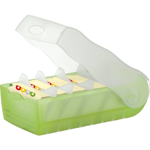 HAN CROCO 997-603 Kaartenbak Groen, Doorschijnend Aantal kaarten (max.): 900 kaarten DIN A7 liggend Incl. 100 gelinieerd