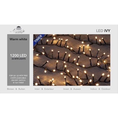 LED Ivy 1200 LED / 26 meter warm wit met timer - Annas collection