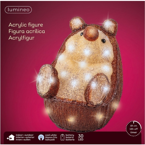 LED egel l23.5b19h24 cm bruin/koel wit kerst - Lumineo