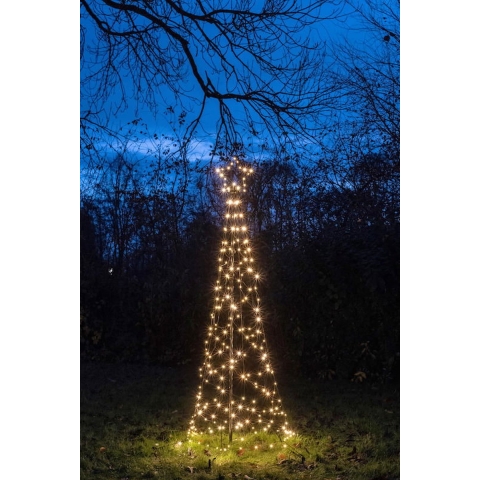 Boom met ster op paal 236led flash classic warm ip44 trafo met timer d70h200 cm - Annas collection