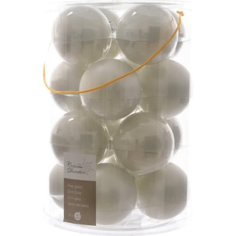 Kerstbal glas emaille-mat 80mm winterwit - Ksd