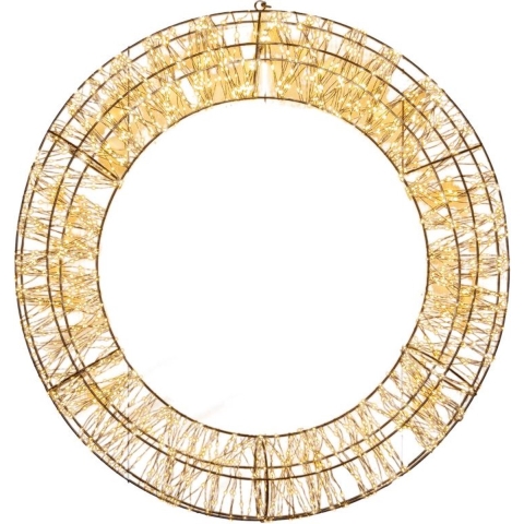 Krans metaal 2400led flash ip44 trafo met timer en dimmer 70x12 cm classic warm - Annas collection