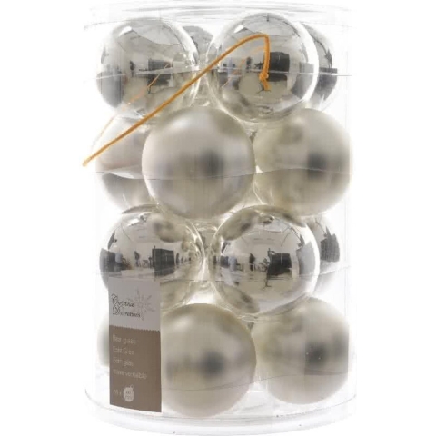 Kerstbal glas glans-mat 80mm zilver - Ksd