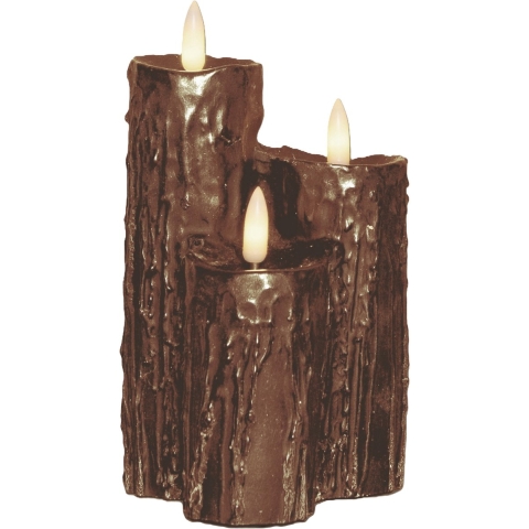Druipkaars 3x3d vlam 16,5x11 cm brons - Annas collection