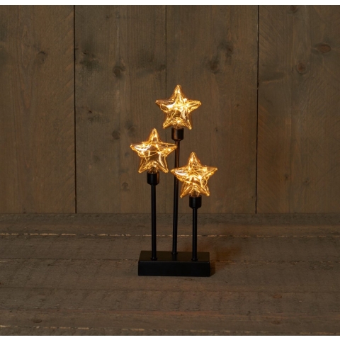 3 ster glas op metalen frame b.o.t. 14,5x7x32 cm 2xAA 6h/18h timer - Annas collection