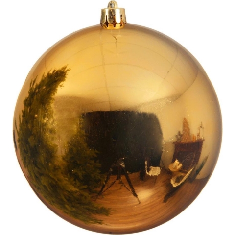 Kerstbal plastic glans 250mm licht goud - Ksd