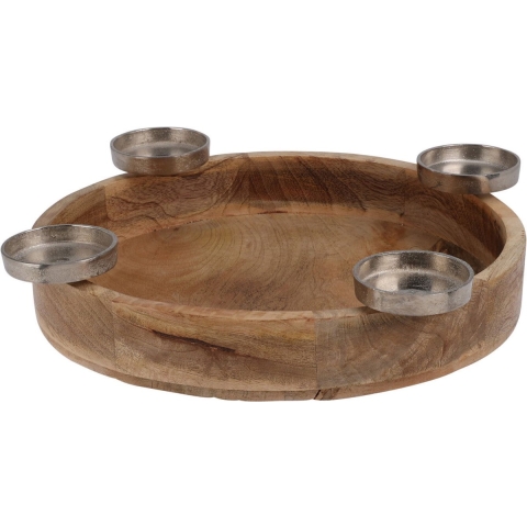 Kaarsen krans 40 cm hout kerstversiering - Nampook