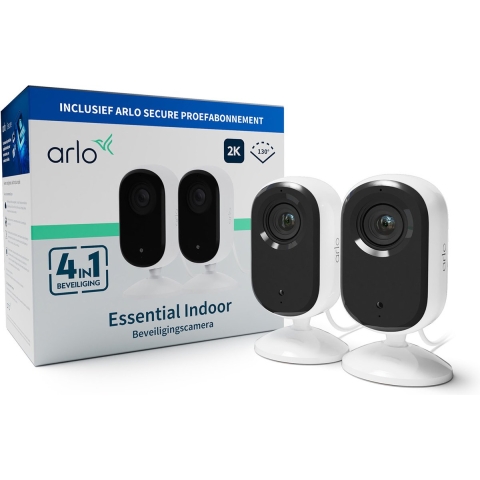 ARLO ESSENTIAL2 2K INDOOR CAMERA 2-PACK VMC3260-100EUS IP-Bewakingscameraset WiFi Met 2 cameras 2688 x 1520 Pixel