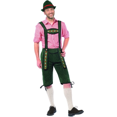 Voordelige lange Oktoberfest lederhosen donkergroen - heren - bierfeest kleding 54 (XL) -