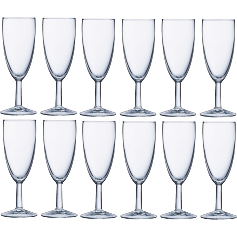 Champagneglazen - 12x stuks - transparant - glas - 150 ml - cava - mousserende wijn - glazen -