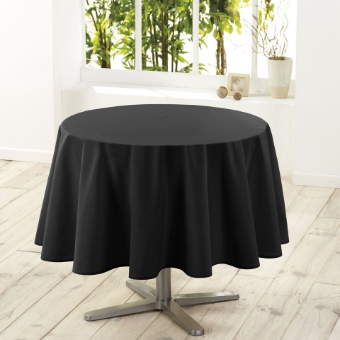 Wicotex Eettafel tafelkleed rond - zwart - polyester - Dia 180 cm - Basic tafelkleden -