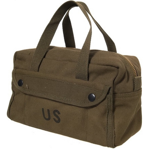 Gereedschap tas - legergroen - 25 x 13 x 15 cm - katoen - US tool tas klein -
