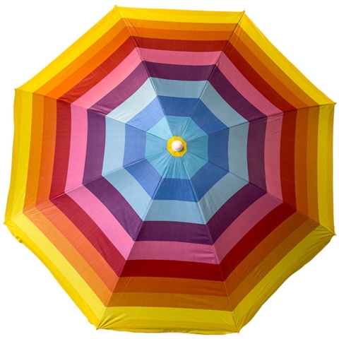 Parasol - regenboog - gestreept - D180 cm - UV-bescherming - incl. draagtas -