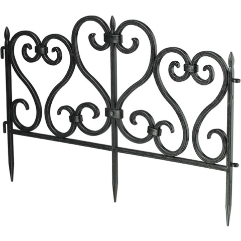 Tuinhekjes - 5x stuks - kunststof - 250 cm - zwart - borderrand - tuinafscheiding -