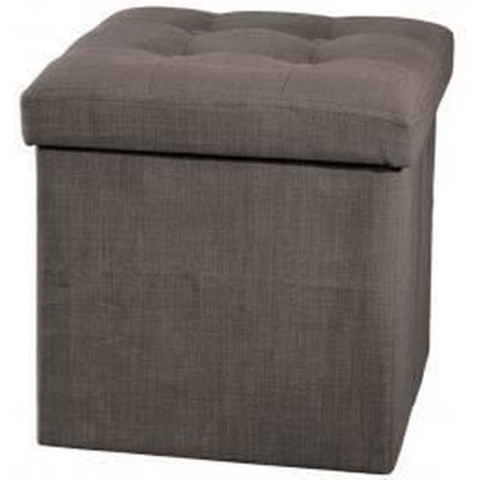 Poef/hocker - opbergbox - donkergrijs - kunststof/mdf - 38 x 38 cm - opvouwbaar -