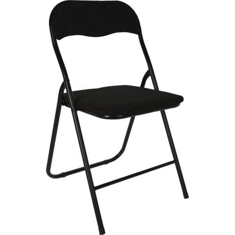 Klapstoel met ribcord zitting - zwart - 40 x 38 x 88 cm - metaal -