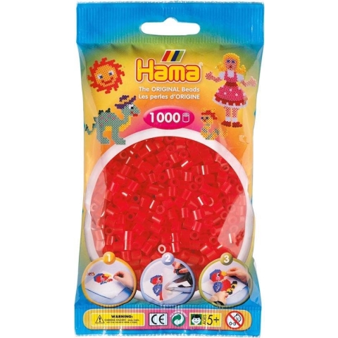 Strijkkralen 1000 Stuks Rood Doorzichtig