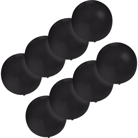 Grote ballonnen 60 cm - Set van 8x stuks - zwart - Feestartikelen/versiering - verjaardag -