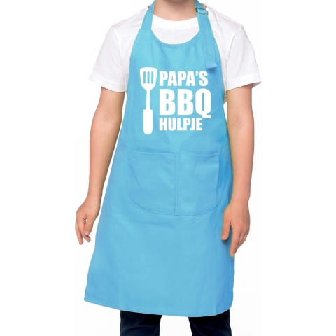 Papa s BBQ hulpje Barbecue schort kinderen/ bbq keukenschort kind blauw voor jongens en meisjes One size -
