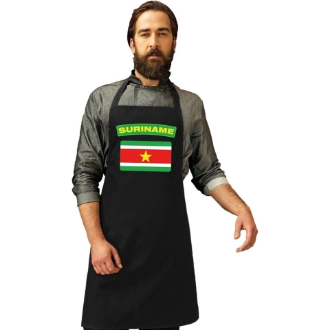 Suriname vlag barbecueschort/ keukenschort zwart volwassenen -