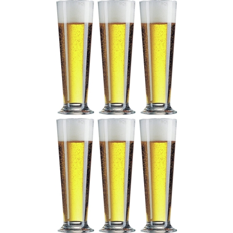 6x Stuks pilsener bierglazen voor witbier/rosebier 390 ml -