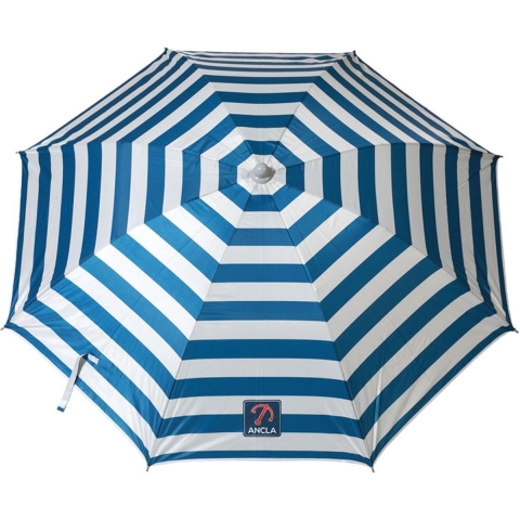 Atosa Design parasol - Maritiem blauw/wit - 180 x 200 cm - zomer/strand - 8 vlakken -