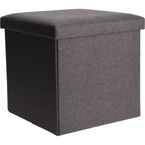 Poef/hocker/krukje - opbergbox - grijs - polyester - 38 x 38 cm - opvouwbaar -