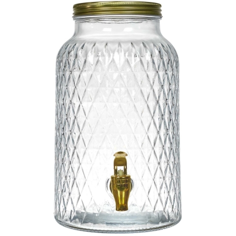 Home Deco Factory Drankdispenser - 6 liter - glas - limonadetap - waterdispenser -