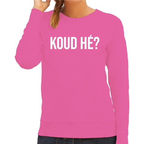 Apres ski sweater dames - Koud he - roze - apres ski party - snowboarden - wintersport M -