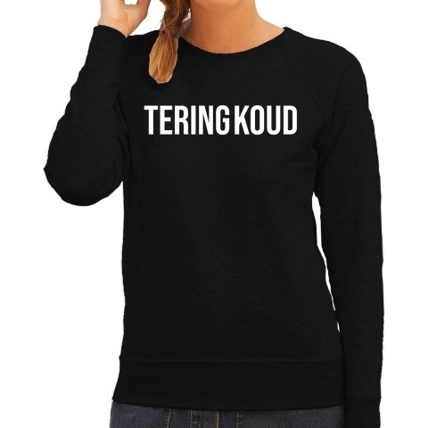 Apres ski sweater dames - teringkoud - zwart - apres ski party - snowboarden - wintersport M -