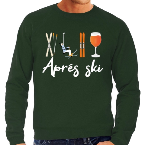 Apres ski sweater voor heren - Apres Ski - groen - wintersport - snowboarden S -