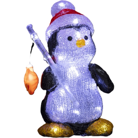 Kerstverlichting figuur - pinguin - H25 cm - 30 led lampjes - op batterij - voor buiten -