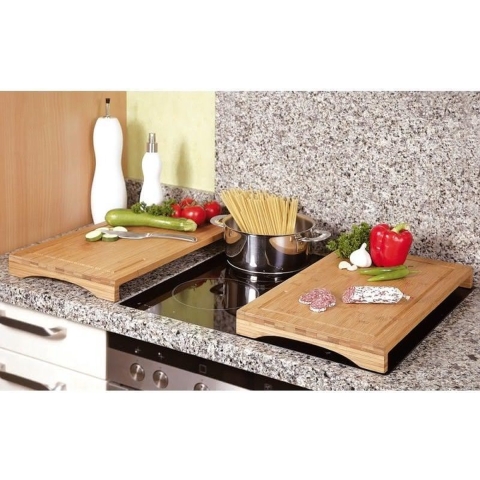FSC® Houten Snijplank / Afdekplaat bamboe hout, Met Saprand | Snij Plank | Kookplaat Afdekplaat | Afm. 54 x 28 x 4.3 Cm