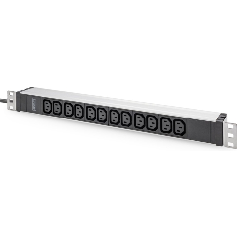 Digitus DN-95426 19 inch Stekkerdoos voor patchkast 1 HE Apparaatcontactdoos C13 10A Geschikt voor kastdiepte: vanaf 300 mm Aluminium, Aluminium (geëloxeerd),