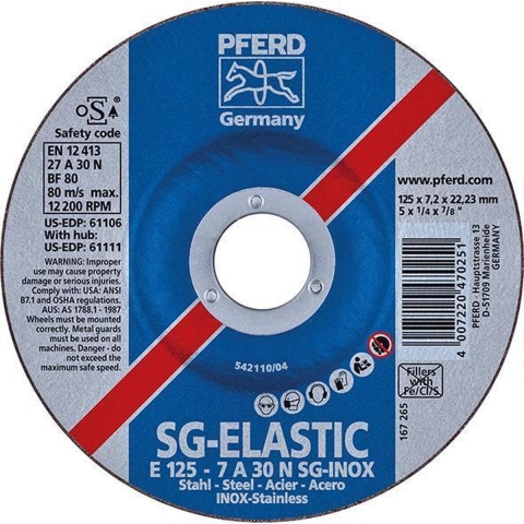 PFERD TOOLS 62211623 Sg Inox Afbraamschijf gebogen Diameter 115 mm Boordiameter 22.23 mm 10 stuk(s)
