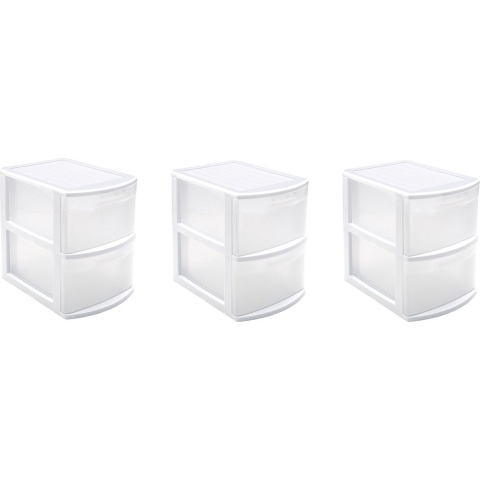 PlasticForte Ladeblok - Set van 3x stuks - 2 lades - bureau organizer - 39 x 29 x 40 cm -