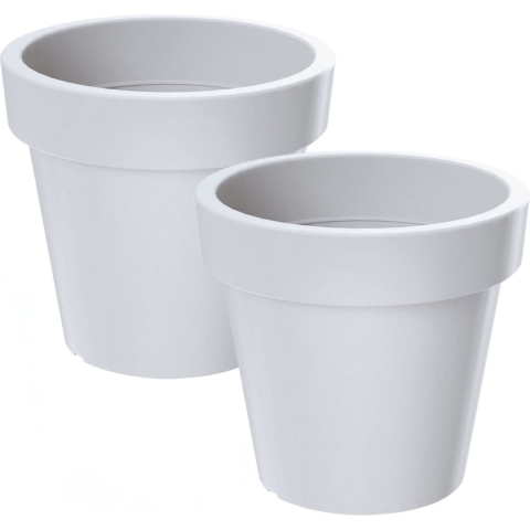 Plantenpot/bloempot - 3x - wit - kunststof - D50 x H42 cm - binnen en buiten - terras -